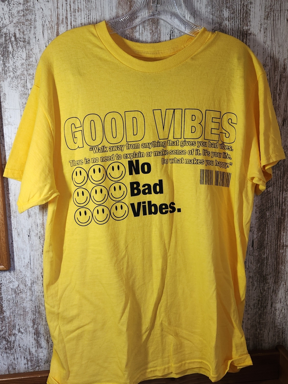 Fashion Nova Yellow "Good Vibes" Graphic Tee